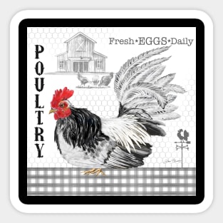 Plaid Country Rooster C Sticker